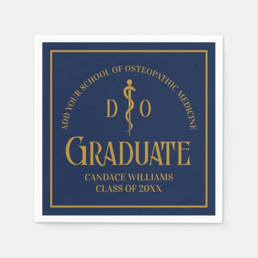 ネイビーブルーオステオパシー医学部卒業 スタンダードカクテルナプキン (正面)