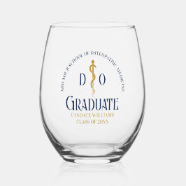 ネイビーブルーオステオパシー医学部卒業 ステムなしワイングラス