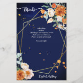 ネイビーブルーオレンジの白いバラのメニュー (裏面)