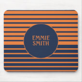 ネイビーブルーオレンジストライプのパーソナライズされた色 マウスパッド (正面)