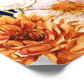 ネイビーブルーオレンジセージ花歓迎サイン ポスター (角)