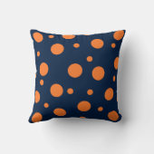 ネイビーブルーオレンジドット抽象芸術 クッション (裏面)