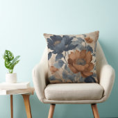 ネイビーブルーオレンジファームハ素朴ウスフローラ クッション (椅子)