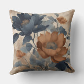 ネイビーブルーオレンジファームハ素朴ウスフローラ クッション (裏面)