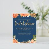 ネイビーブルーオレンジフローラブライダルシャワー招待 (スタンド正面)
