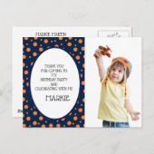 ネイビーブルーオレンジ水玉模様誕生日ありがとう ポストカード (正面/裏面)