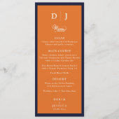 ネイビーブルーオレンジ&クリームラグジュアリエレガントーズ結婚ズ メニュー (正面)