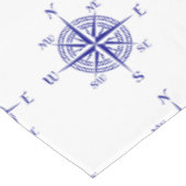 ネイビーブルーオンホワイトコースタルデコルコンパスバラ テーブルクロス (アングル)