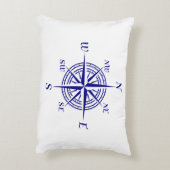 ネイビーブルーオンホワイトコースタルデコールコンパスバラ アクセントクッション (裏面(縦))