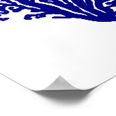 ネイビーブルーオンホワイトコースタルデコールサンゴ ポスター (角)