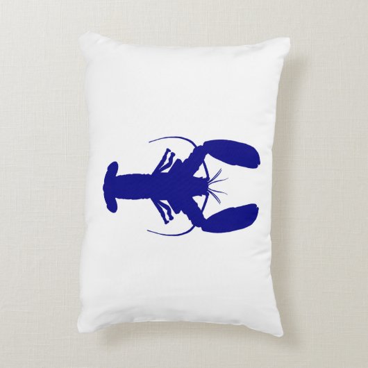 ネイビーブルーオンホワイトコースタルデコールロブスター アクセントクッション (裏面(縦))
