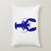 ネイビーブルーオンホワイトコースタルデコールロブスター アクセントクッション (正面(垂直))