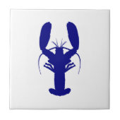 ネイビーブルーオンホワイトコースタルデコールロブスター タイル (正面)