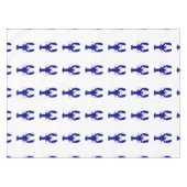 ネイビーブルーオンホワイトコースタルデコールロブスター テーブルクロス (正面(横))