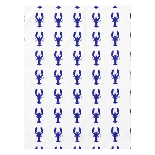 ネイビーブルーオンホワイトコースタルデコールロブスター テーブルクロス (正面)