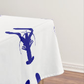 ネイビーブルーオンホワイトコースタルデコールロブスター テーブルクロス (インサイチュ)