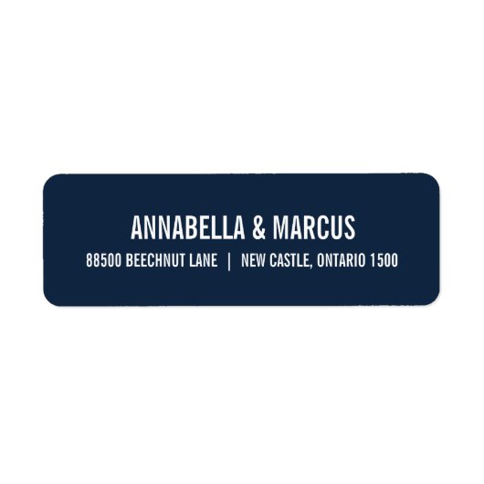 ネイビーブルーオールドファッションタイポグラフィ住所 シール (正面)
