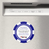 ネイビーブルーカジノトランプのポーカーチップウェディング日付を保存 マグネット (インサイチュ (食洗機))