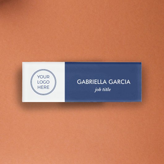 ネイビーブルーカスタマイズロゴ従業員名 名札