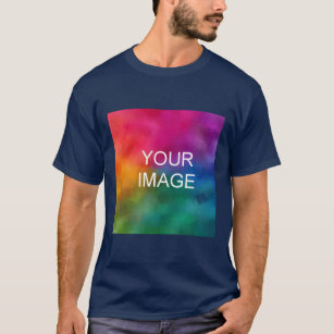 ネイビーブルーカスタムのイメージロゴの追加パーソナライズされた Tシャツ