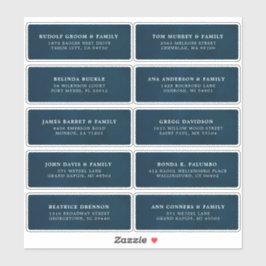 ネイビーブルーカスタムウェディングゲストアドレスステッカー シール