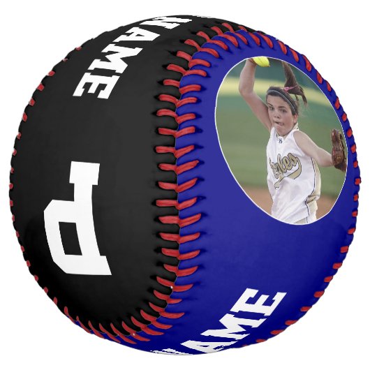 ネイビーブルーカスタムソフトボール選手の写真名番号 ソフトボール (アングル)