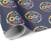 ネイビーブルーカスタムビジネスロゴブランドプロモーション ラッピングペーパー (ロールコーナー)