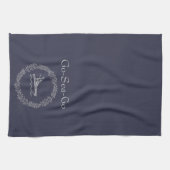 ネイビーブルーカスタムリースボート名 キッチンタオル (横)