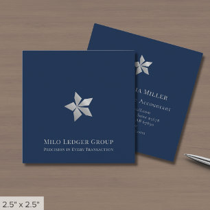 ネイビーブルーカスタムロゴ広場 スクエア名刺