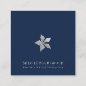 ネイビーブルーカスタムロゴ広場 スクエア名刺 (正面)