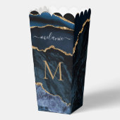 ネイビーブルーカスタム金ゴールドレターあなたの名前ポップコーン箱 フェイバーボックス (正面)