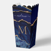 ネイビーブルーカスタム金ゴールドレターと名前ポップコーンボックス フェイバーボックス (裏面)