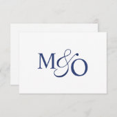 ネイビーブルーカップルのアンパサンドモノグラム ノートカード (正面/裏面)