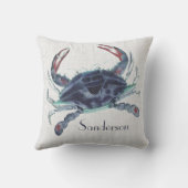 ネイビーブルーカニの水彩沿岸航海の部 クッション (裏面)