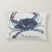 ネイビーブルーカニの水色航海の アクセントクッション (裏面)