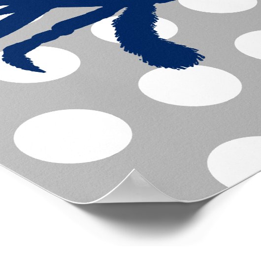 ネイビーブルーカニグレイとホワイト水玉模様 ポスター (角)