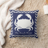 ネイビーブルーカニヘリンボーンのパーソナライズ航海の クッション (ブランケット)