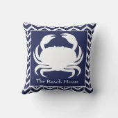 ネイビーブルーカニヘリンボーンのパーソナライズ航海の クッション (裏面)