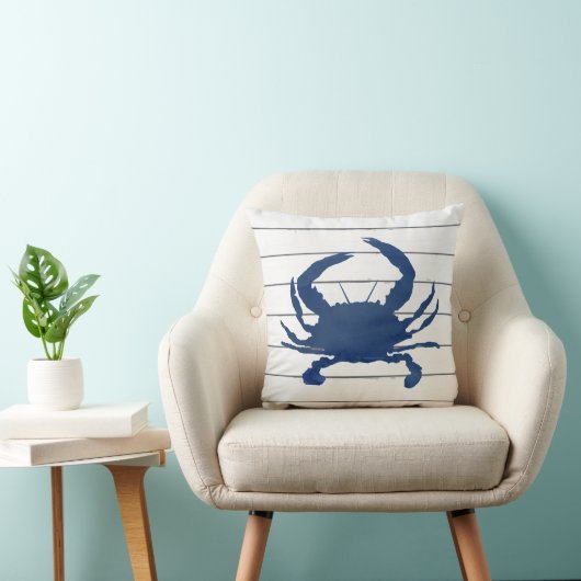 ネイビーブルーカニ絵画のシルエットビーチ枕 クッション (椅子)