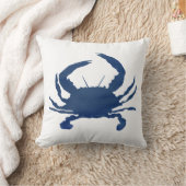 ネイビーブルーカニ絵画のシルエットビーチ枕 クッション (ブランケット)