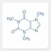 ネイビーブルーカフェイン分子 スクエアシール (正面)