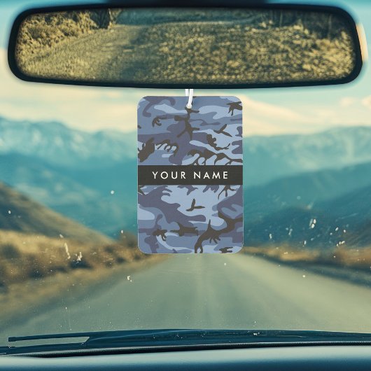 ネイビーブルーカモフラージュあなたの名前をパーソナライズ カーエアーフレッシュナー