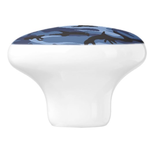 ネイビーブルーカモフラージュあなたの名前をパーソナライズ セラミックノブ (側面)