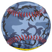 ネイビーブルーカモフラージュあなたの名前をパーソナライズ ソフトボール (裏面)