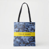 ネイビーブルーカモフラージュあなたの名前をパーソナライズ トートバッグ (正面)