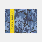 ネイビーブルーカモフラージュあなたの名前をパーソナライズ フリースブランケット (正面(横))