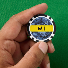 ネイビーブルーカモフラージュあなたの名前をパーソナライズ ポーカーチップ