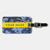 ネイビーブルーカモフラージュあなたの名前をパーソナライズ ラゲッジタグ (正面横)