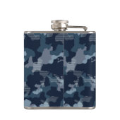 ネイビーブルーカモフラージュ軍隊パターンモノグラム フラスク (裏面)