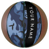 ネイビーブルーカモフラージュ 名前をカスタマイズ バスケットボール (縦)